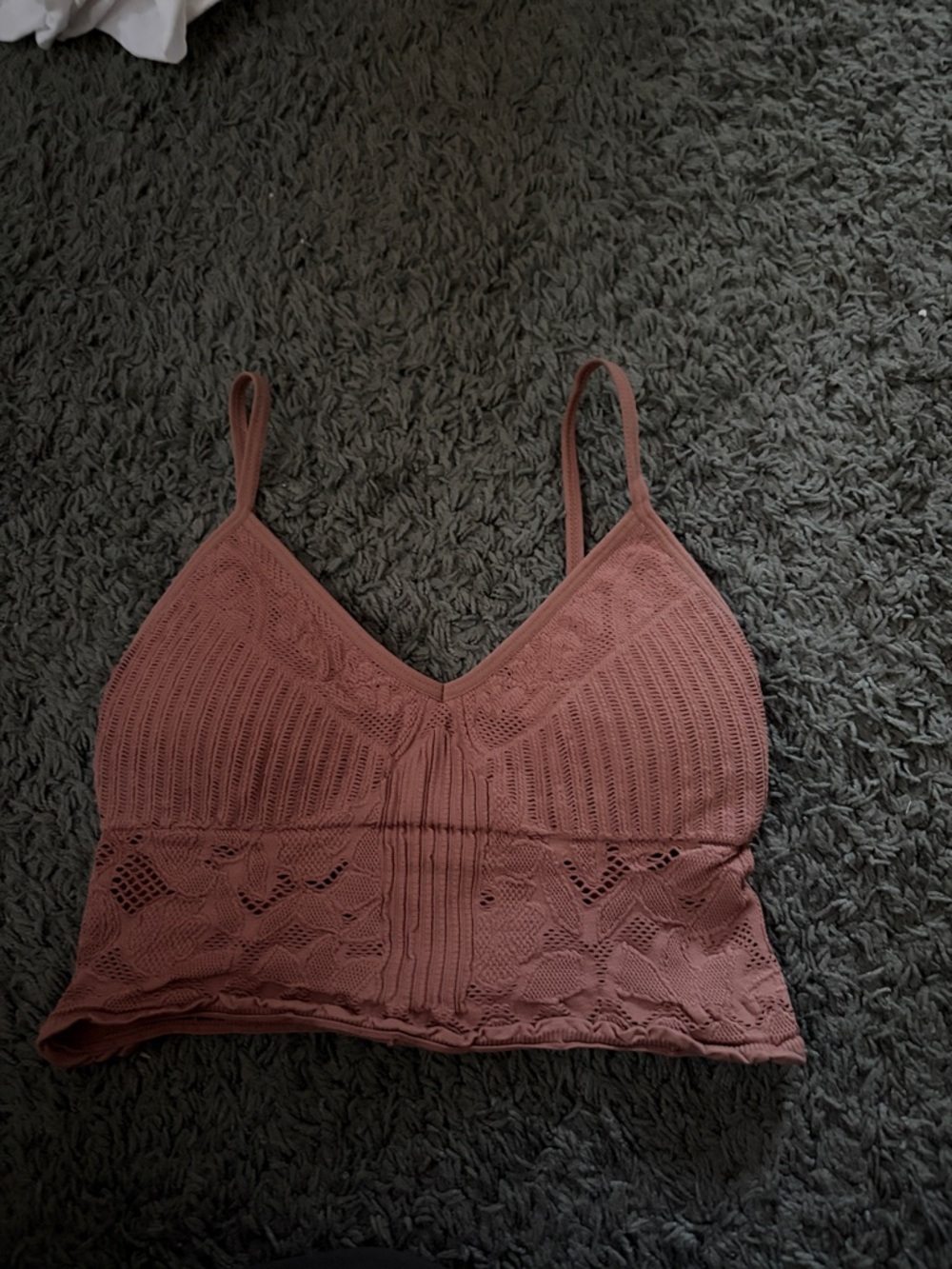Women’s Lace-Trim Ribbed Bralette - Dusty Rose
